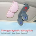 thumbnail image 3 of Lohuatrd Faux Leather Car Visor Glasses Clip Magnetic Closure Eyeglass Hanger Clip Car Card Clip Ticket Clip Sunglasses Storage Holder Interior, 3 of 8