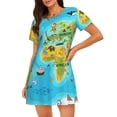 thumbnail image 1 of Disketp World Map With Animals Landmarks para Camisón Corto de Manga Corta para Mujeres, Camisón Cómodo con Escote Redondo, Bonito y Confortable, 1 of 6