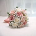 thumbnail image 4 of Nvzi Ramos de boda para novia - Ramos de novia para novia - Flores artificiales de seda color champán rosa rosa B para boda, iglesia, hogar, propuesta, decoración, 4 of 5