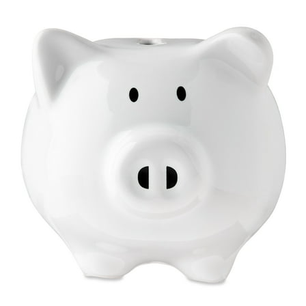 White Ceramic Piggy Bank, by Way To Celebrate