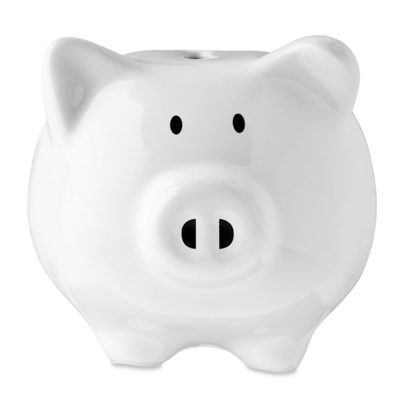 White Ceramic Piggy Bank, by Way To Celebrate