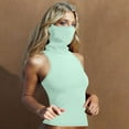 thumbnail image 3 of Otntypg Womens Sleeveless Sun Protection Shirt UPF 50+ Rash Guard Shirts with Face Mask Summer Outdoor Athletic Workout Tank Tops Mint Green#03 M, 3 of 6