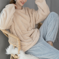 thumbnail image 2 of warm pajamas for women Coral Fleece Pajamas For Women In Autumn And Winter Large Size Padded Plus Velvet Household Clothing Long Sleeve Flannel Pajamas For Women Blue XXL, 2 of 6