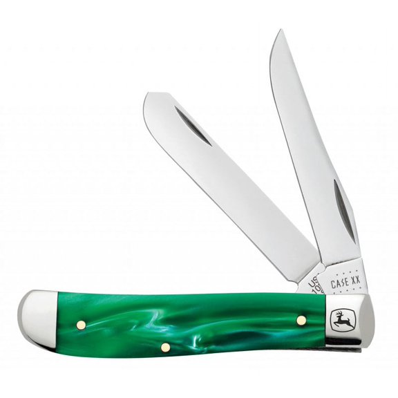 Case XX Knives John Deere Green Pearl Kirinite Mini Trapper Stainless Pocket Knife