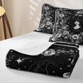 thumbnail image 4 of Erosebridal Spooky Witch Portrait Quilt King, Boho Moonlit Peony King Coverlet Set for Boys Girls, Black White, 3 Pieces 1 Bedspread and 2 Pillowcases, 4 of 7