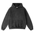 thumbnail image 5 of Resicozy Acid Wash Hoodie Crewneck Sweatshirt for Mens Pullover Oversized Men's Fashion Hoodies Sweatshirts Vintage Tops Black 2XL, 5 of 6