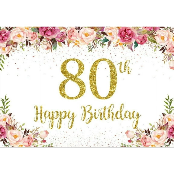 Happy 80th Birthday Banner Backdrop 80 Years Old Birthday rations Party Supplies for Women Men Green Silver Background