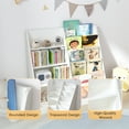 thumbnail image 5 of Kids Bookshelf Toy Storage Organizer, 4 Tier Wooden Storage Book Rack with 6 Layer Sling Bookcase Cabinet Chest for Playroom Nursery, 5 of 7