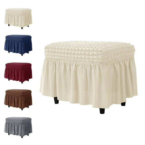 Unmbo Rectangle Stretch Ottoman Slipcover,Chair Cover Footstool Protector for Living Room Bedroom