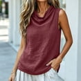 thumbnail image 6 of APEXFWDT Sleeveless Linen Tops for Women Cowl Neck Tank Tops Casual Solid Color Comfy Blouse Lounge Wear, 6 of 8