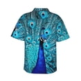 thumbnail image 3 of Goofa Beautiful Blue Peacock Hawaiian Shirt for Men, Unisex Summer Beach Casual Short Sleeve Button Down Shirts,Aloha Tropical Floral print shirt-Medium, 3 of 9