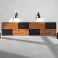 thumbnail image 1 of Cabecera Flotante Individual Playcon de cama Minimalista 100 cm negro y madera naranja, 1 of 8