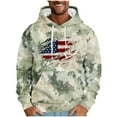 thumbnail image 2 of ZCFZJW Camo American Flag Print Hoodie Tops for Men Lightweight Casual Drawstring Long Sleeve Hooded Pullover Sweatshirts Trendy Comfy Athletic Patriotic Shirts with Pockets Green L, 2 of 5