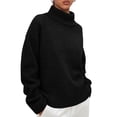 thumbnail image 1 of Suéter PRETTYGARDEN 2025 de corte holgado con cuello alto negro M, 1 of 5