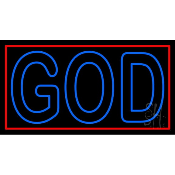 Red God With Border LED Neon Sign 13" Tall x 24" Wide - inches Black Square Cut Acrylic Backing, with Dimmer - Premium built indoor Sign for Home décor, Event, Religious place, Store interior, Office.