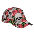 thumbnail image 3 of Naloa Original Classic Low Profile Hat Men Women Baseball Cap Dad Hat Adjustable Unconstructed Skull and Roses Print Cap, 3 of 9