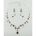 thumbnail image 2 of Faship Black Rhinestone Crystal Rose Gold Plated Floral Necklace Earrings Set, 2 of 5