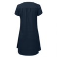 thumbnail image 3 of JUNWELL Robes en Coton et Lin pour Femmes Grande Taille Manches Courtes Col en V Été Robe T-Shirt Ample Unie, 3 of 8