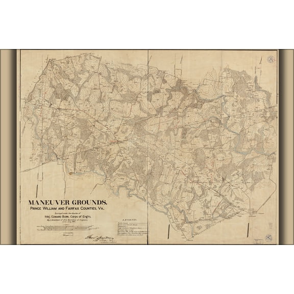 24"x36" Gallery Poster, map army grounds Fairfax co Virginia 1904