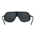 thumbnail image 2 of Extra Oversized Curved Shield Robotic 80s Sport Sunglasses All Black, 2 of 4