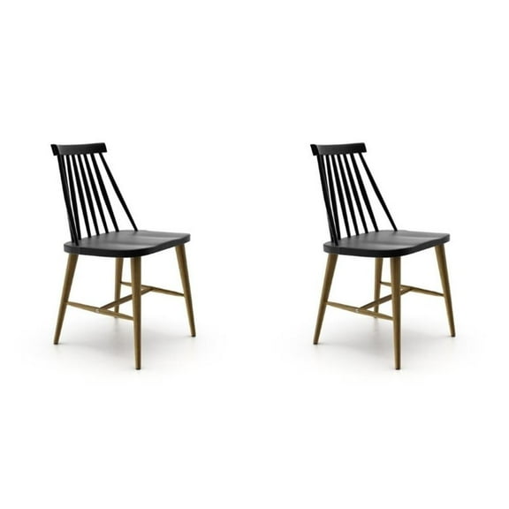 Pemberly Row Classic Shaker Look Dining Chair in Black (Set of 2)