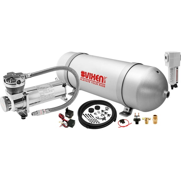Vixen Air Suspension Kit for Truck/Car Bag/Air Ride/Spring. On Board System- 200psi Compressor, 3 Gallon Aluminum Tank. For Boat Lift,Towing,Lowering,Load Leveling Bags,Train Horn,Semi/RV VXO4830CF