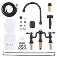 thumbnail image 6 of Wowow Black Double Handle High-Arc Widespread Deck Mounted kitchen faucet filter for kitchen sink With Side Spray in Brass, 6 of 8