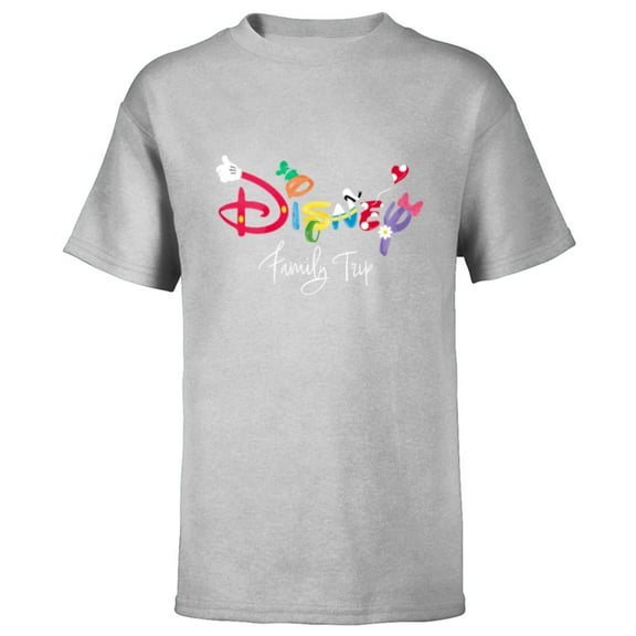 Disney Mickey & Friends Character Letters Disney Family Trip - Short Sleeve T-Shirt for Kids - Customized-Athletic Heather