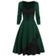 thumbnail image 1 of Gibobby Vestido Elegante Plus Bowknot Vestido de mujer Botón vintage Tamaño simulado Encaje Flor Vestido de fiesta Vestido de mujer(Verde, L), 1 of 5