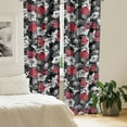 thumbnail image 2 of Ambesonne Japanese Curtains, Oriental Floral Stripes, Pair of 28"x84", Raspberry and Charcoal Grey, 2 of 5