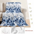 thumbnail image 5 of Blue Floral Blanket Soft Cozy Warm Throw Blanket for Couch, Plush Fuzzy Flannel Fleece Blankets for Sofa, Vintage Farmhouse Garden Flower Leaves Bed Blankets Lightweight Gifts for Women, 40"x50", 5 of 9