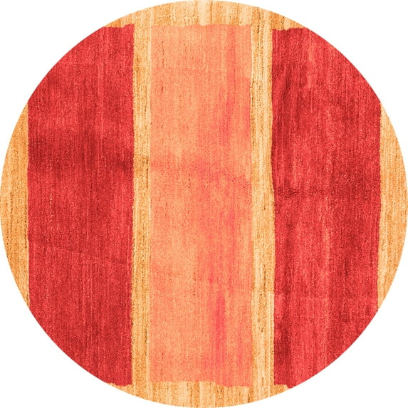 Ahgly Company Indoor Round Abstract Orange Contemporary Area Rugs, 5' Round