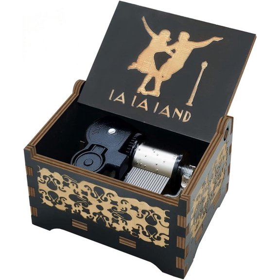 La La Land Music Box Wind Up, 18 Note Mechanism Antique Carved Music Box (La La Land)