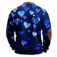thumbnail image 4 of Men's Casual Hoodie American Heart Print Round Neck Long Sleeve Half Pullover for Valentine's Day Winter Wear,Dark Blue,L, 4 of 4