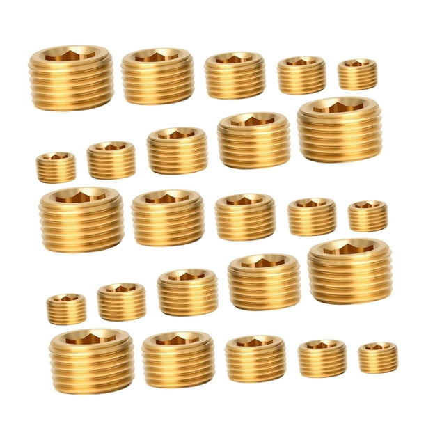 Kit de 25 tapones NPT Zulema de latón para tuberías 1/8 1/4 3/8 1/2 3/4