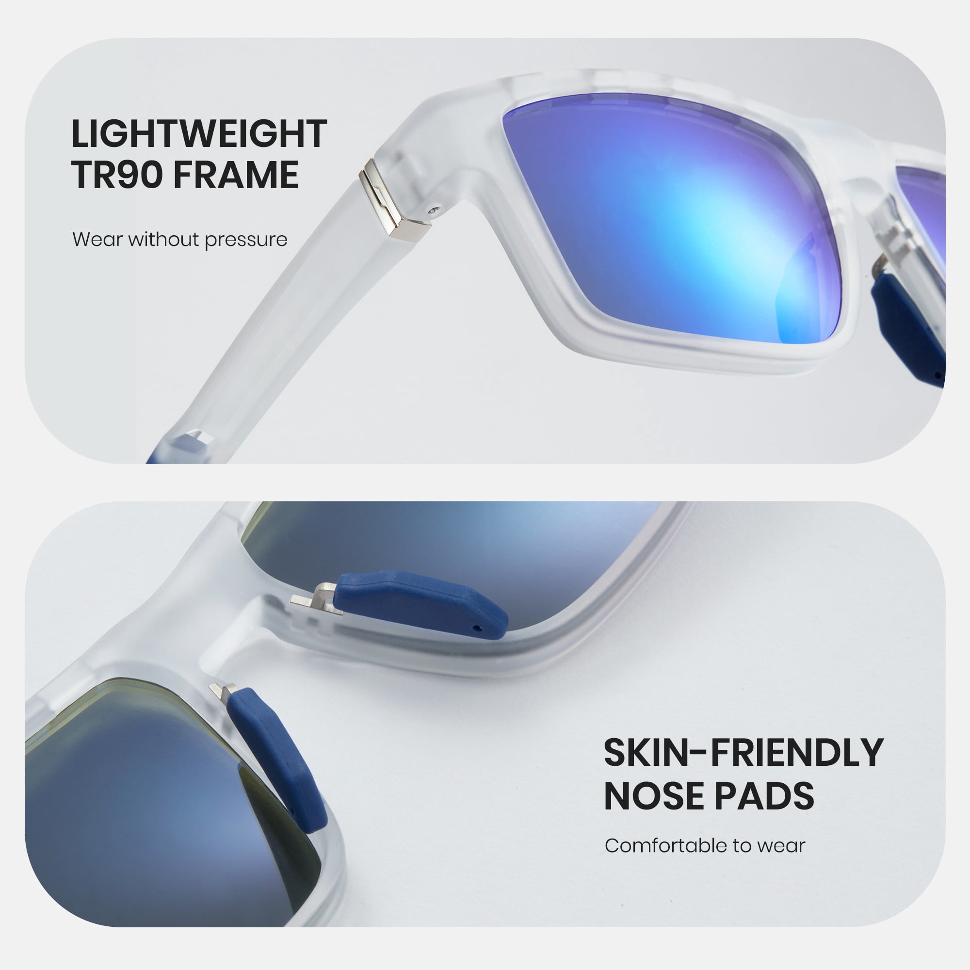 Cyxus Sports Sunglasses for Men Women Polarized Lens UV Protection Running Cycling Fishing Golf Driving Shades Sunglasses (Blue)