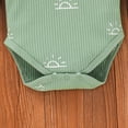 thumbnail image 3 of Newborn Infant Baby Boy Clothes Long Sleeve Romper Pants Headband Hat Outfits Set ( Newborn, Green), 3 of 6