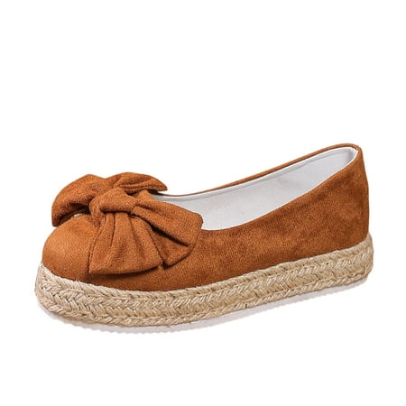 

Quealent Adult Women Shoes Flip Flops Inside Home Ladies Fashion Solid Color Suede Bow Woven Bottom Thick Sole Casual Taupe Dress Sandals for Women Brown 7