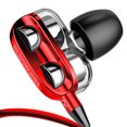 thumbnail image 3 of Matsuzay Auricular con cable Interfaz de 3,5 mm Altavoz dual dinámico Tapón de oreja de silicona Juego ergonómico Auriculares intrauditivos con Cables de audio/vídeo Rojo, 3 of 8