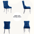 thumbnail image 7 of 63" Modern Rectangle Faux Marble Dining Table Room Sets for 6,Dining Table with 6 Velvet Dining Chairs,White Table and 6 Blue Chairs with Silver Leg, 7 of 7