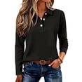 thumbnail image 2 of Polo Shirts for Women Long Sleeve Collared Button Golf Work Cute Summer Tops, XL, 2 of 5