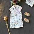 thumbnail image 4 of AURIGATE Toddler Baby Girl Dress Toddler Kids Baby Girl Outfits Clothes Embroidery Cheongsam Shirt Top+Skirt Set, 4 of 5