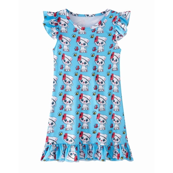 Shadoumai Dresses for Girls Summer Sleeveless Easter Day Cartoon Printed Casual Wear Party Dance Skirt Flower Girl Dresses for Girls