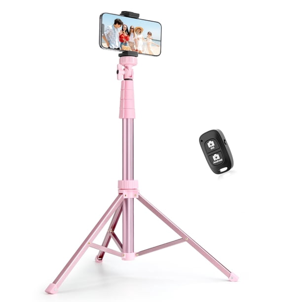 Trípode para teléfono y selfie stick SENSYNE 72 con mando a distancia, color rosa
