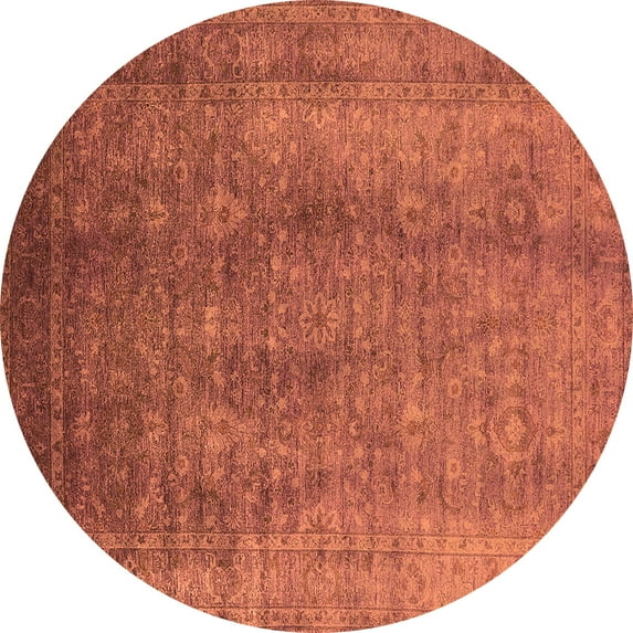 Ahgly Company Indoor Round Oriental Orange Industrial Area Rugs, 4' Round