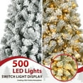 thumbnail image 2 of Yexmas 9ft Pre-Lit Snowflake Flocked Christmas Tree,8 Modes LED Lights,Artificial Xmas Tree with Storage Bag, 2 of 14