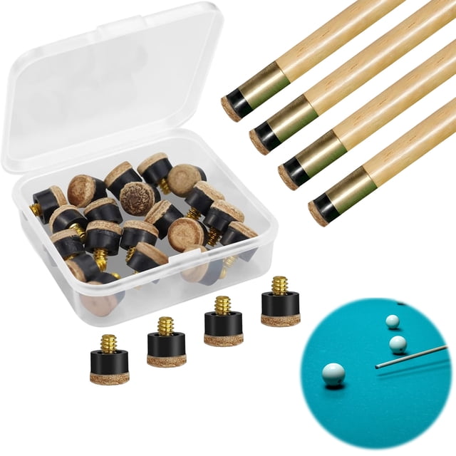 Yuarrent 20 unids/set de punta de billar de cuero con exquisita artesanía y durabilidad para tacos de billar inglés punta de palo de billar Billar