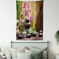 thumbnail image 3 of Spa Tapestry, Warm Welcoming Spa Reception Big Healing Stones Candles Scent Flowers Print, Wall Hanging for Bedroom Living Room Dorm Decor, 40W X 60L Inches, Purple Black and Green, by Ambesonne, 3 of 5