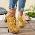 thumbnail image 5 of Pandaie Retro Ankle Boots for Women Embroidery Floral Lace up Chunky Heel Casual Shoes 2026 Fashion Ladies Short Booties Yellow,9, 5 of 8