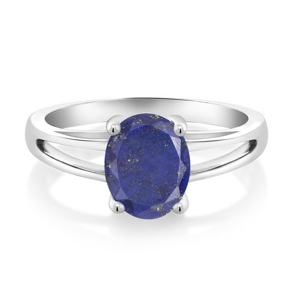 Gem Stone King 2.00 Ct Oval Blue Lapis 925 Sterling Silver Ring